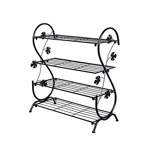 Schuhregal, 4 Etagen, Eisen-Schuhregal, Heim-Organizer, Schuhregal, perfekt für Eingangsbank, Badezimmerbank, Eingangs-Organizer, Flur oder Wohnzimmer (Farbe: Weiß) (Schwarz)