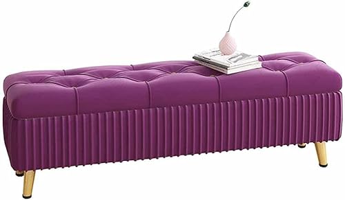 CATANK Ottoman-Fußhocker mit Stauraum, Ottoman-Bank, Flanell-Fußhocker mit schaumgepolstertem Sitz, Metallbeinen, für Zuhause, Schlafzimmer, Büro (23,6 cm)