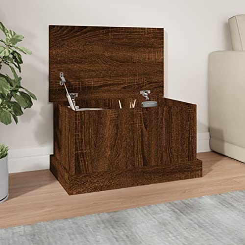 Yolola Truhe Mit Stauraum Aufbewahrungsbox Braun Eiche-Optik Holztruhe Truhenbank Mit Stauraum Truhe Aufbewahrung Schuhbank mit Stauraum Sitzbank mit Stauraum 50x30x28 cm Holzwerkstoff