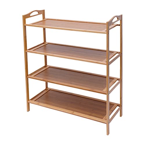 Loohacp Schuhregal Bambus,NatüRlicher Bambus Schuhregal,Aus Mit 4 Ebenen,70 * 25 * 67cm,Holz Stabiles Regal,FüR Aufbewahrung Von Geschirr,Kleinigkeiten,Blumen,GemüSe