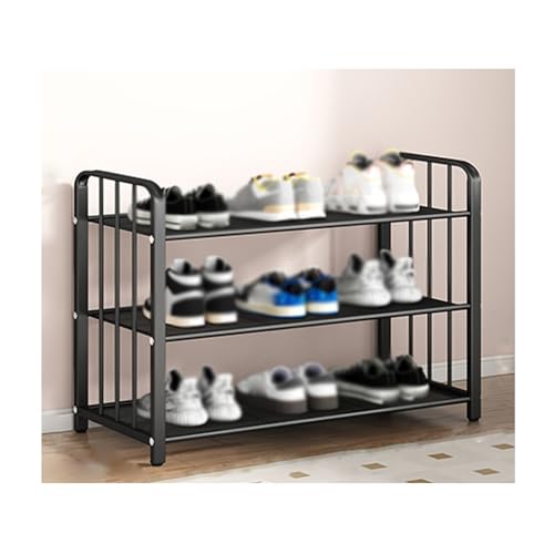 DataBaste Schuhregal, mehrschichtige Haushaltstür, einfache Eingangstür, Eisen-Schuhregal, Schuhregal, Schuhschrank für den Innenbereich (Schwarz, 59,9 x 28,4 x 53,1 cm)