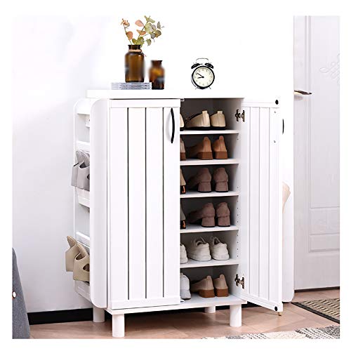 Schmal Schuhregal 60 cm Schuhkipper Schuhtruhe mit 6 Fächern Holzen Möbe, Eingang Schuhe Schrank Holz,SLTO-White-60x36.2x102.6cm