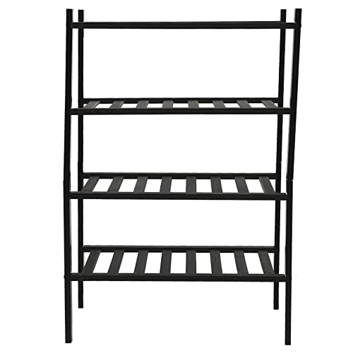 Firlar 4-stufiges Schuhregal, Stiefelregal, Bambus-Schuhregal für Erwachsene, Schuh-Organizer für Eingangsbereich, Bambus, Flur, Wohnzimmer, Schrank(Schwarz 4-lagig)