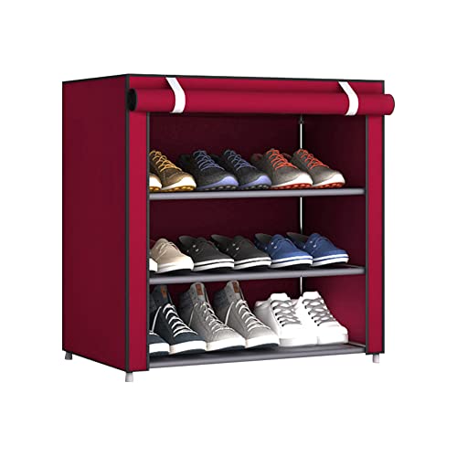 Raxove Schuhregal mit 4 Ebenen – Langes Stiefelregal – Stabiler Schuhständer, Vliesstoff, Stehstiefelregale für den Eingangsbereich