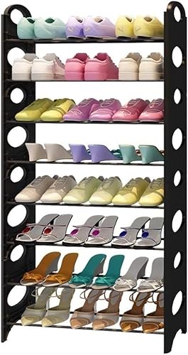 GPECTIFO Einfaches Schuhregal, mehrschichtiges Eisen, Heimaufbewahrung, zusammengebauter Schuhschrank, platzsparender Aufbewahrungsschrank (schwarz), Schuhaufbewahrungsregal (Farbe: Schwarz)