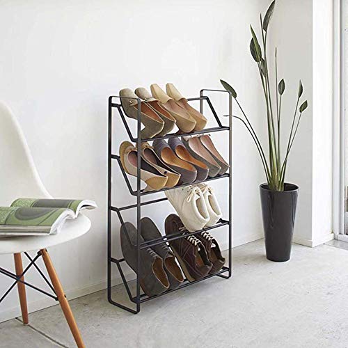B-fengliu Schuhregal Stapelbares Schuhregal aus Metall Flaches, schräg verstellbares Schuhregal Einfache Haushaltsgegenstände (Color : 4 Floors)