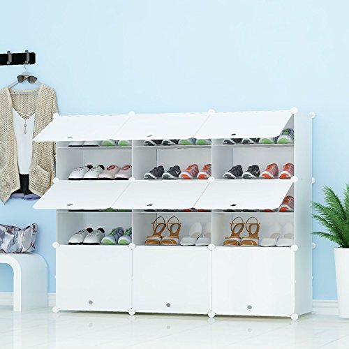 PREMAG Portable Schuhablage Organizer Tower, weiß, modulare Schrankregal für platzsparende, Schuhregal Regale für Schuhe, Stiefel, Hausschuhe 3 * 5