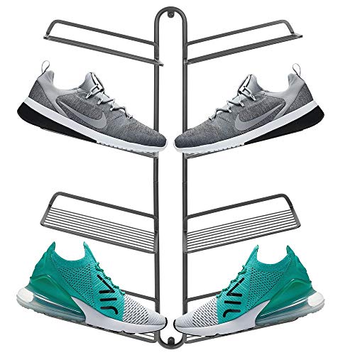 mDesign Schuhablage   modernes vier Paar Sneaker, Sportschuhe etc.   platzsparende Alternative zum Schuhschrank   grau
