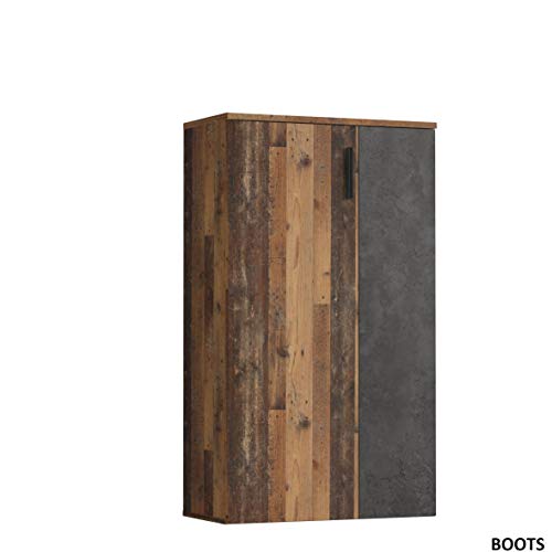 FORTE klein, Holzwerkstoff, Old Wood Vintage Dekor + Betonoptik Dunkel, 68.90 x 34.79 x 120,41 cm, One Size