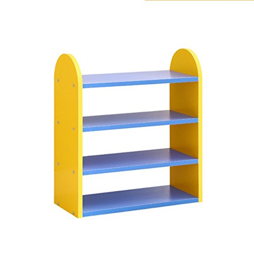 GWF Kinder Schuhregal Organizer aus Holz bunte Kinder Lagerung stehen für Tür Halle Schlafzimmer Balkon kleine platzsparende Regal 4 Tier stapelbar Schuhregal Speicherorganisator PlatzsParender Schuhs