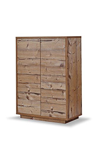 K-Möbel Highboard Anrichte Kommode Fichte Dekor 3 Türen 3 Schubladen Push-to-Open 110x80x38 cm