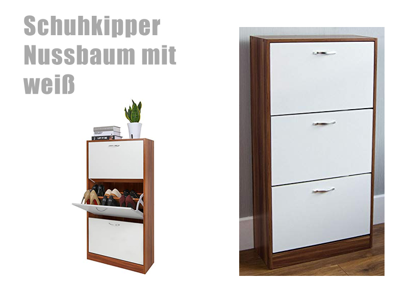 Schuhkipper Nussbaum mit weiß